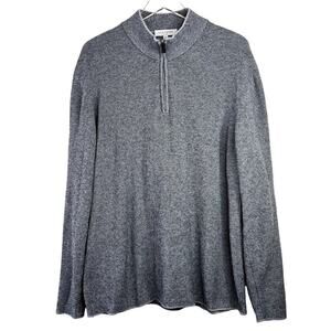 Jack Victor 100% Cotton Gray Knit Quarter Zip Pullover Sweater Long Sleeve XL